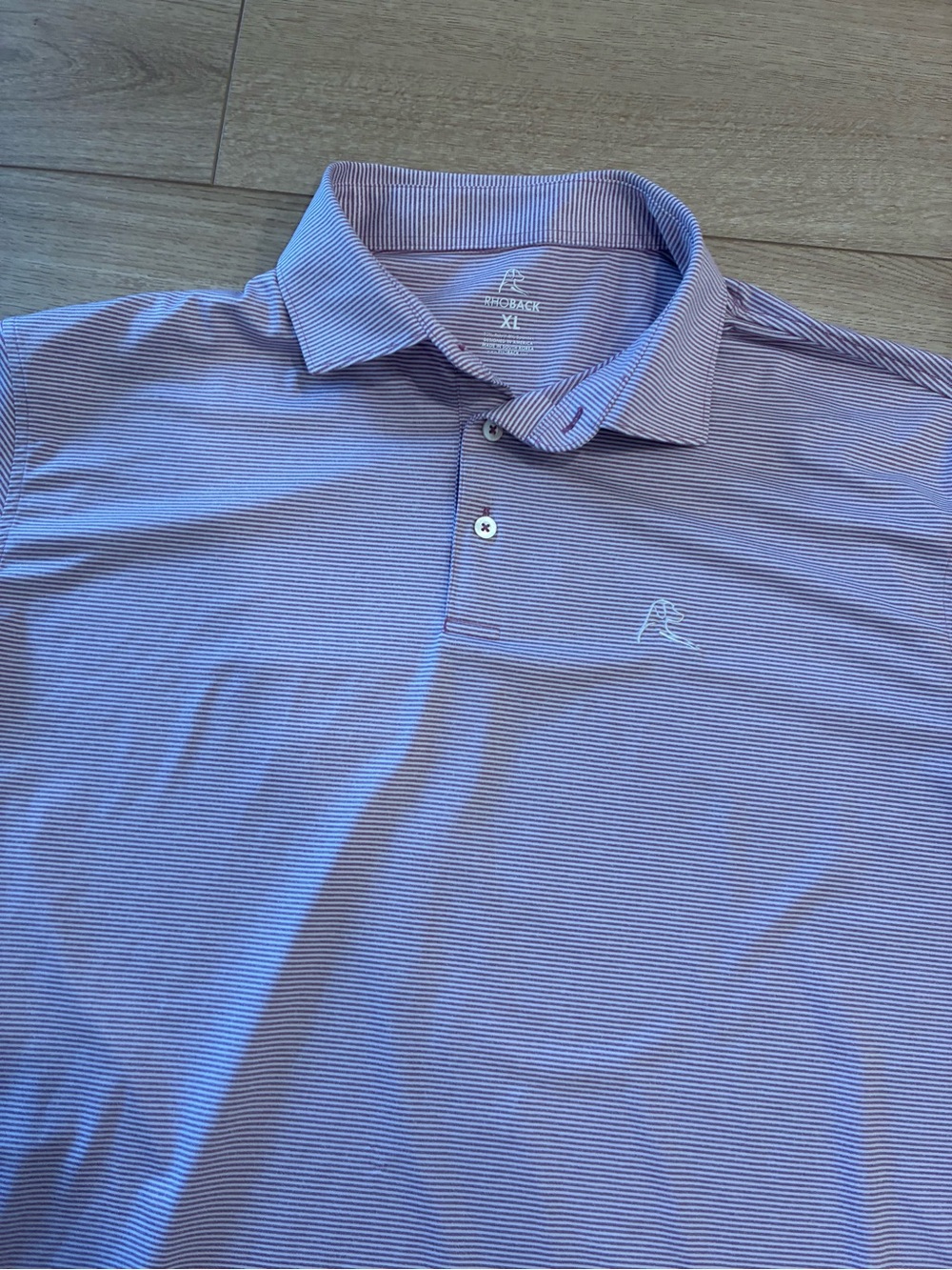 Rhoback Men’s The Whaler Heather Stripe Purple Short Sleeve Polo Size XL *READ